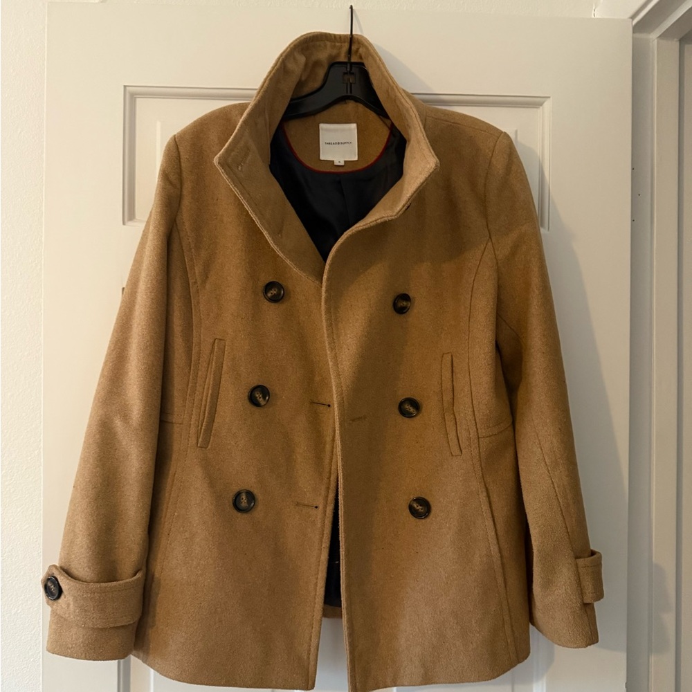 Thread and Supply Camel Double-Breasted Coat